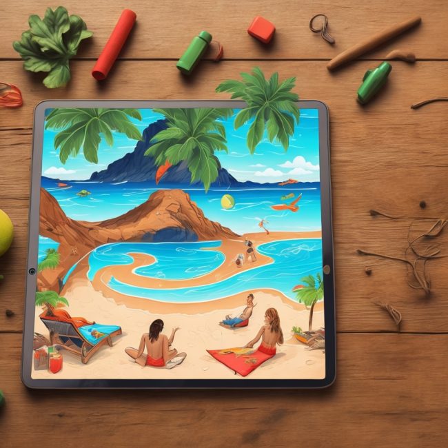 Leonardo_Creative_A_illustration_of_VACATIONS_BEACH_SEA_TABLE_0